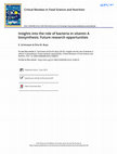 Research paper thumbnail of Insights into the role of bacteria in vitamin A biosynthesis: Future research opportunities