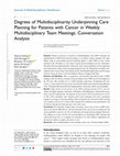 Research paper thumbnail of Degrees of Multidisciplinarity Underpinning Care Planning for Patients with Cancer in Weekly Multidisciplinary Team Meetings: Conversation Analysis