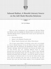 Research paper thumbnail of Sabasad Bakhar; A Marathi Literary Source on the Adil Shahi-Maratha Relations