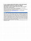 Research paper thumbnail of In vitro antimycobacterial studies on the leaf extracts and fractions of Pavetta crassipes K. Schum