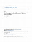 Research paper thumbnail of Establishing an Academic Division of Geriatrics and Gerontology