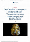 Research paper thumbnail of G. Baratti,  Cent'anni fa la scoperta della tomba di Tutankhamon: uno spartiacque per l'archeologia