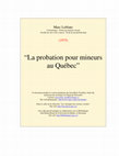 Research paper thumbnail of probation pour mineurs au Québec