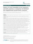 Research paper thumbnail of Patterns of social inequalities across pregnancy and birth outcomes: a comparison of individual and neighborhood socioeconomic measures