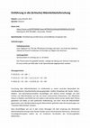 Research paper thumbnail of Syllabus / Seminarplan - Einführung in die (kritische) Männlichkeitsforschung