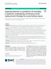 Research paper thumbnail of Hyperlactatemia is a predictor of mortality in patients undergoing continuous renal replacement therapy for acute kidney injury