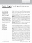 Research paper thumbnail of Quality of inguinal hernia operative reports: room for improvement