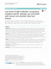 Research paper thumbnail of Low levels of IgM antibodies recognizing oxidation-specific epitopes are associated with human non-alcoholic fatty liver disease