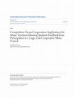 Research paper thumbnail of Competition Versus Cooperation: Implications for Music Teachers following Students Feedback from Participation in a Large-scale Cooperative Music Festival