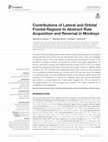 Research paper thumbnail of Contributions of Lateral and Orbital Frontal Regions to Abstract Rule Acquisition and Reversal in Monkeys