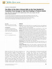 Research paper thumbnail of The Effect of the Odor of Breast Milk on the Time Needed for Transition From Gavage to Total Oral Feeding in Preterm Infants