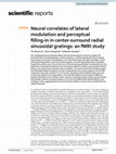 Research paper thumbnail of Neural correlates of lateral modulation and perceptual filling-in in center-surround radial sinusoidal gratings: an fMRI study