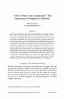 Research paper thumbnail of “I Don’t Want Your Compassion!”. The Importance of Empathy for Morality