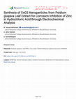 Research paper thumbnail of Synthesis of CeO2 Nanoparticles from Psidium guajava Leaf Extract for Corrosion Inhibition of Zinc in Hydrochloric Acid through Electrochemical Analysis