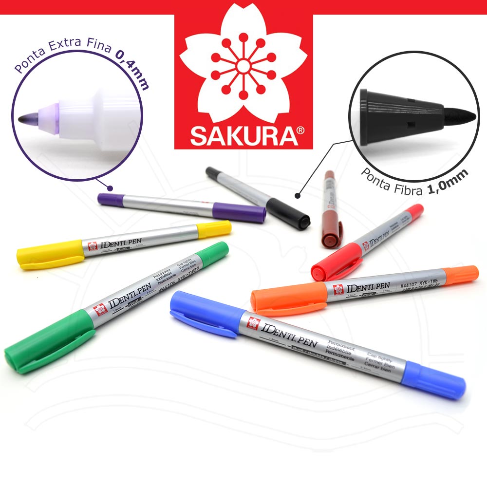 Caneta Ident Pen Sakura Permanente 2 Pontas