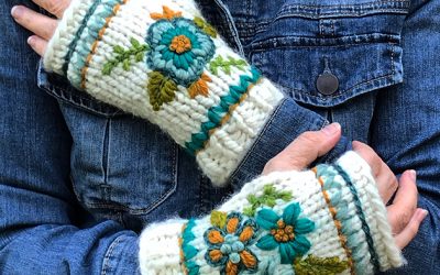 Floral Wrist Warmers PDF Pattern