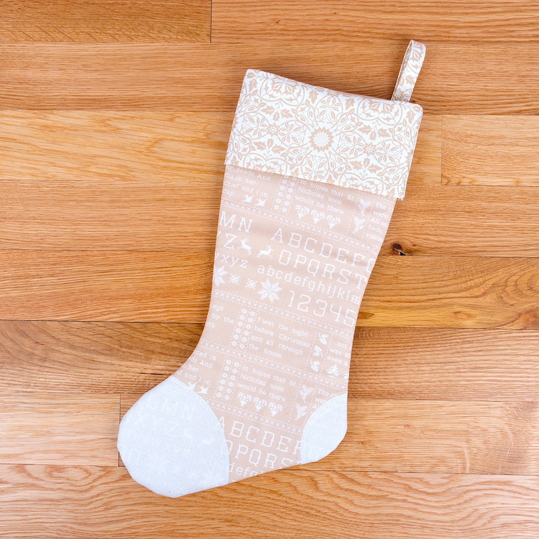 Alphabet Christmas Stocking sewn using the Fat Quarter Shop Stocking Template