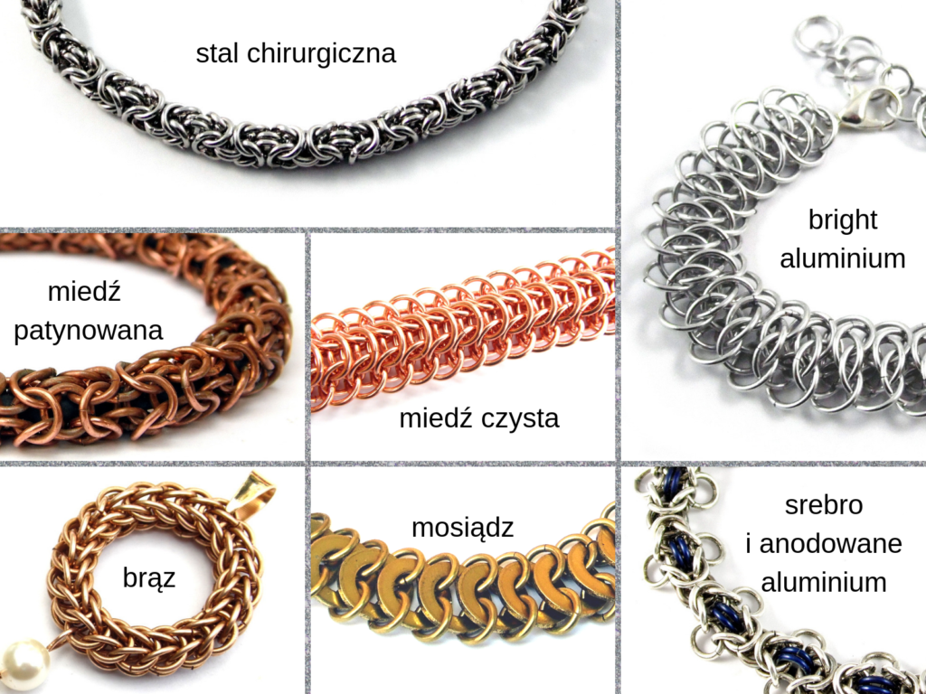 Biżuteria chain maille ze stali chirurgicznej i innych materiałów