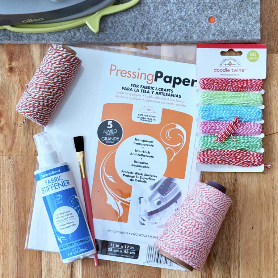 Supplies for Baker’s Twine Candy Cane Embellishments