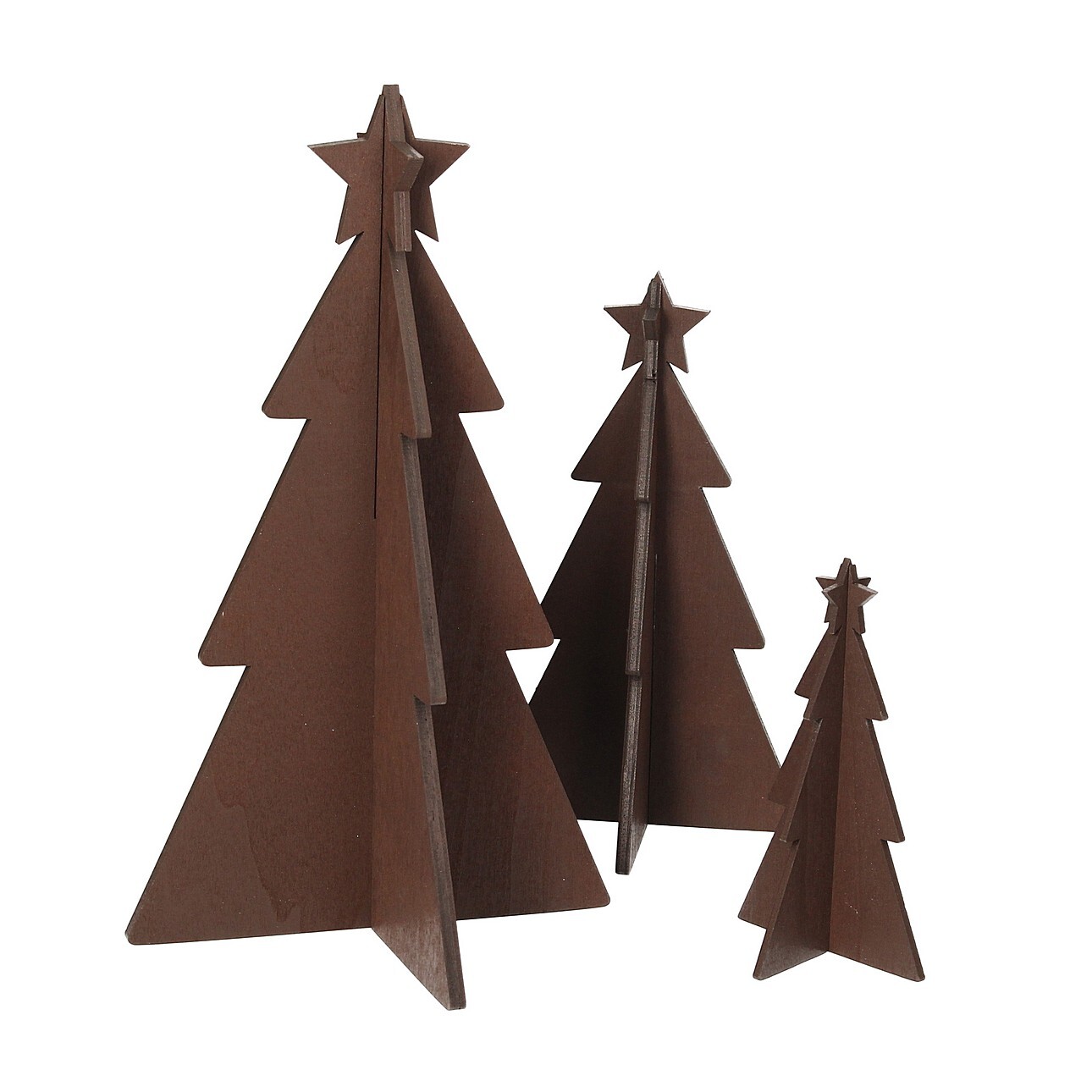 Dekoracja Rustic Trees 3 szt. brown