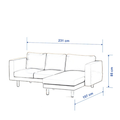 Pokrowiec na sofę Norsborg 3-osobową z szezlongiem 231 x 88/157 x 85 cm w kolekcji Chenille, tkanina: 162-12
