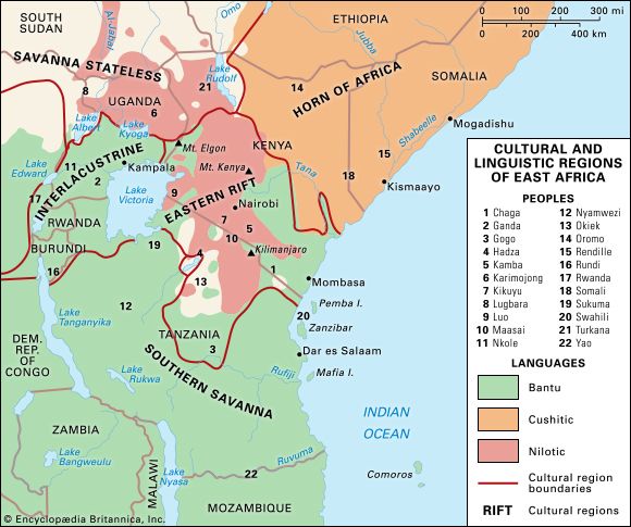 cultural and linguistic regions of East Africa