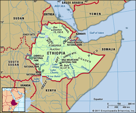 Physical features of Ethiopia