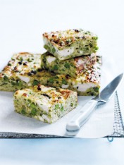 zucchini, pea and pesto slice