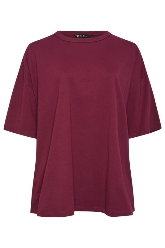 YOURS Plus Size Burgundy Red Boxy Oversized T-Shirt | Yours Clothing  5