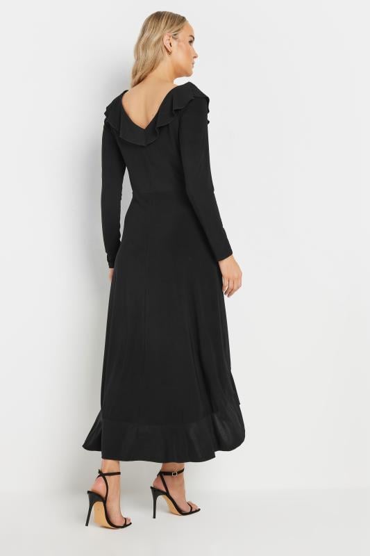 LTS Tall Black Long Sleeve Frill Midi Dress | Long Tall Sally 3