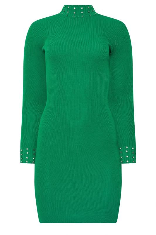 STAR Green Stud Diamante Knitted Dress | StarByJM 6