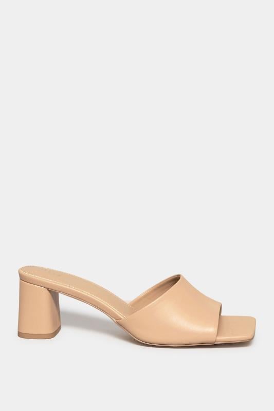 LTS Beige Brown Block Heel Mules In Standard Fit | Long Tall Sally  3