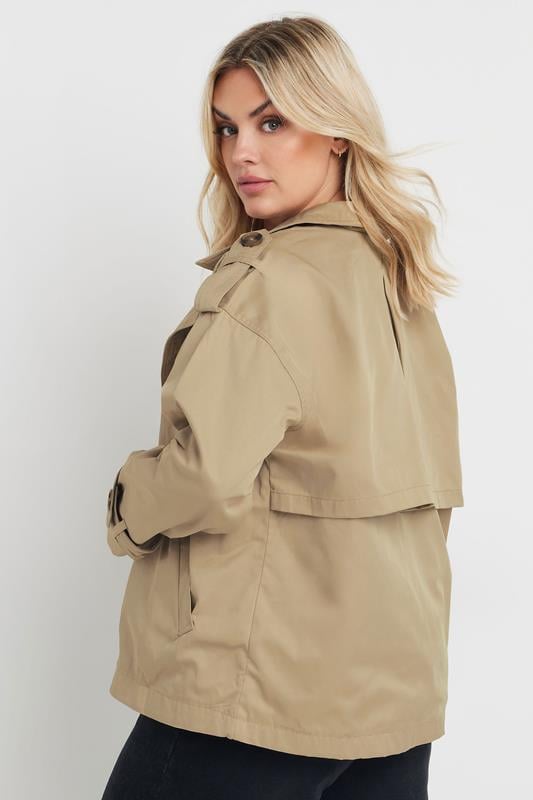 YOURS Plus Size Natural Brown Short Trench Coat 4