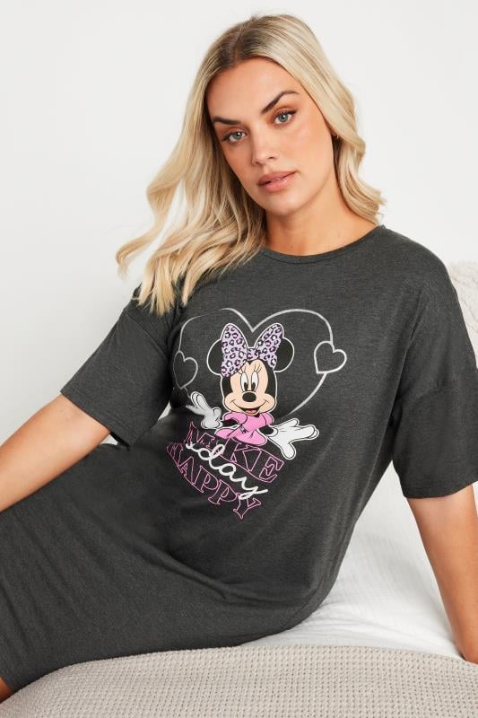 DISNEY Plus Size Grey Minnie Mouse 'Make Today Happy' Sleep Tee Nightdress | Yours Clothing 4