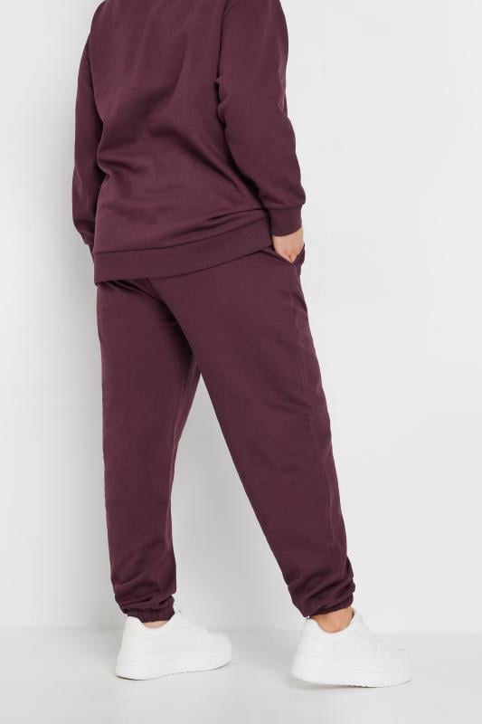 YOURS Plus Size Burgundy Red Cuffed Joggers | Yours Clothing 3