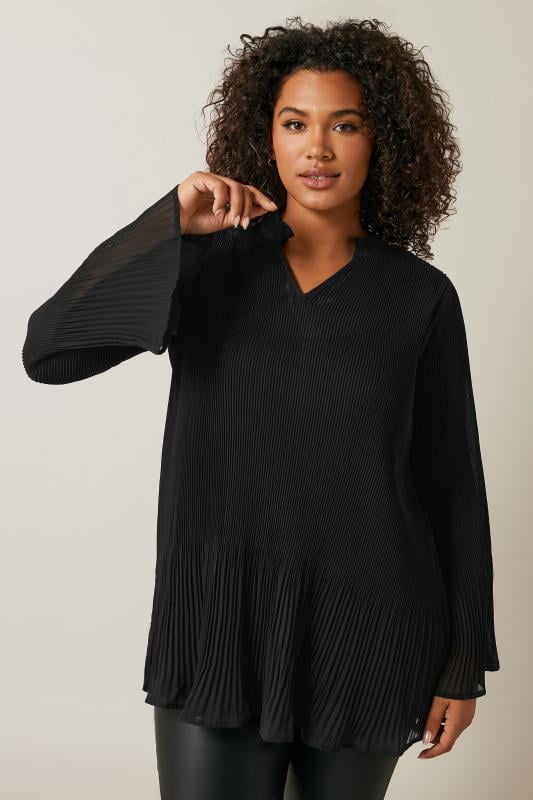 EVANS Plus Size Black Pleat Blouse | Evans 3