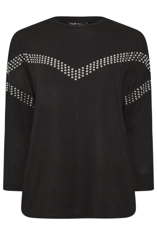 YOURS Plus Size Black Chevron Stud Embellished Jumper | Yours Clothing 5