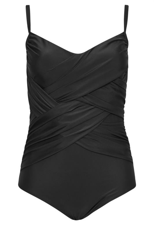 YOURS Plus Size Black Crossover Super Sculpt Swimsuit | Yours Clothing 8