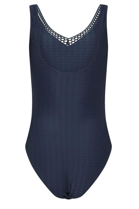 LTS Tall Navy Blue Textured Swimsuit | Long Tall Sally 9