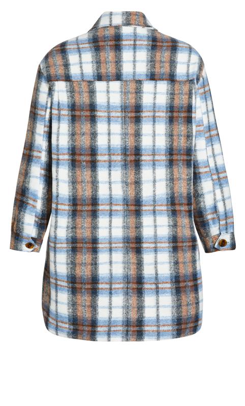 Evans Blue & Brown Check Midi Shacket | Evans 6