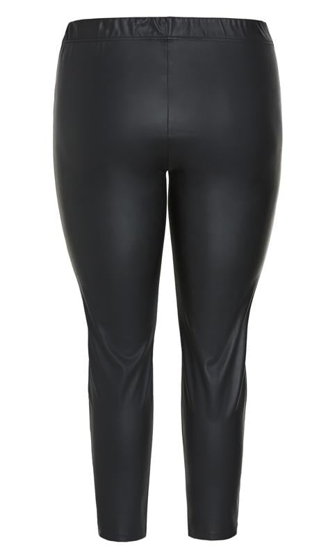 Evans Black Leather Look Stretch Trousers 6