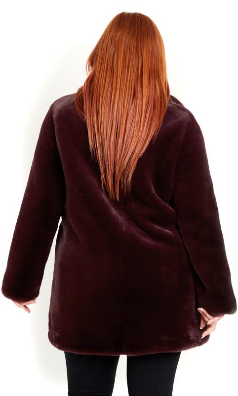 Evans Burgundy Red Faux Fur Coat | Evans 4