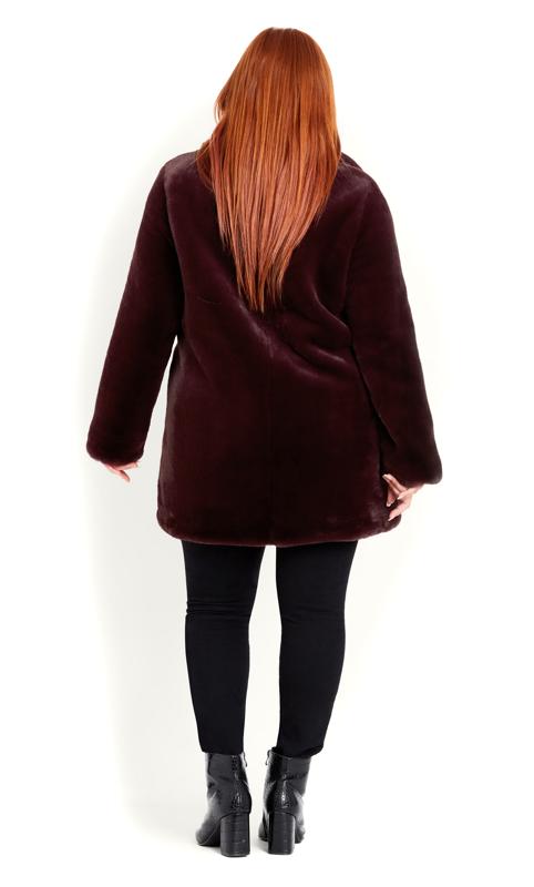 Evans Burgundy Red Faux Fur Coat | Evans 7