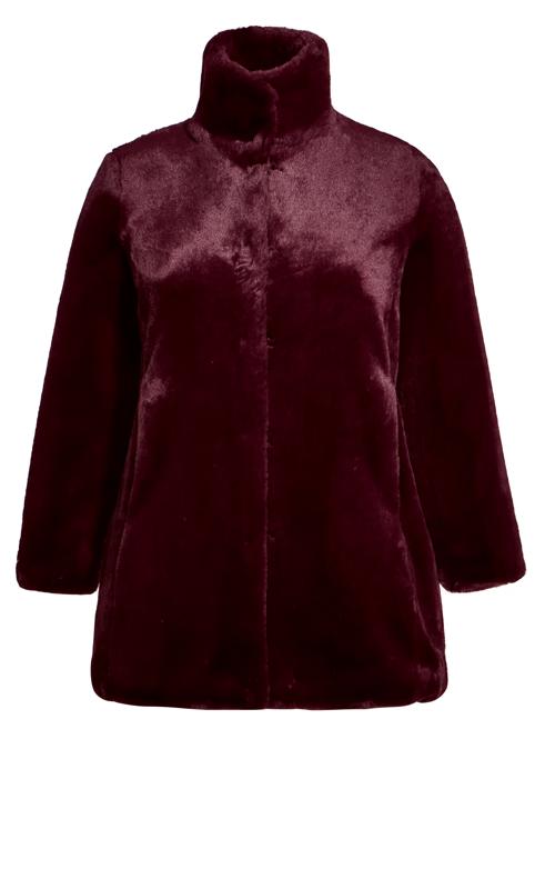 Evans Burgundy Red Faux Fur Coat | Evans 8