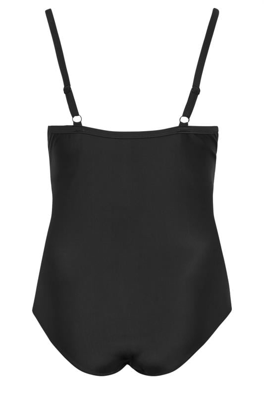 YOURS Plus Size Black Crossover Super Sculpt Swimsuit | Yours Clothing 9