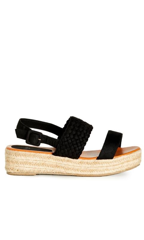 Evans Black Woven Espedrille Sandals | Evans 2