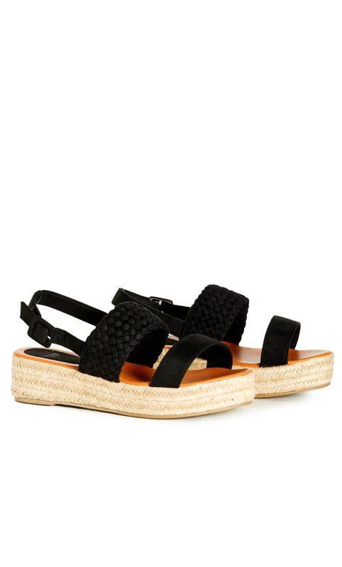 Evans Black Woven Espedrille Sandals | Evans 6