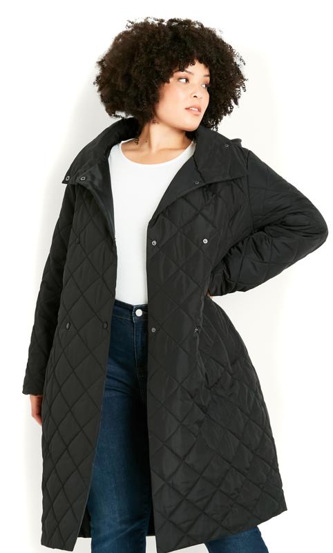 Evans Black Quilted Lightweight Longline Jacket 2