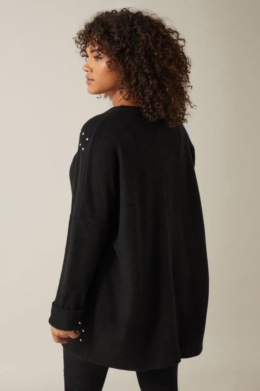 EVANS Plus Size Black Stud Longline Jumper | Evans  3