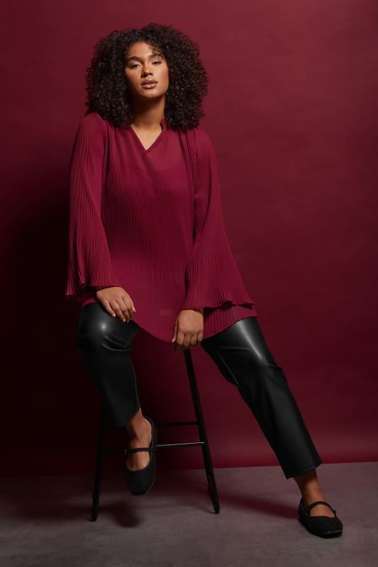 Plus Size  EVANS Curve Burgundy Red Pleat Blouse